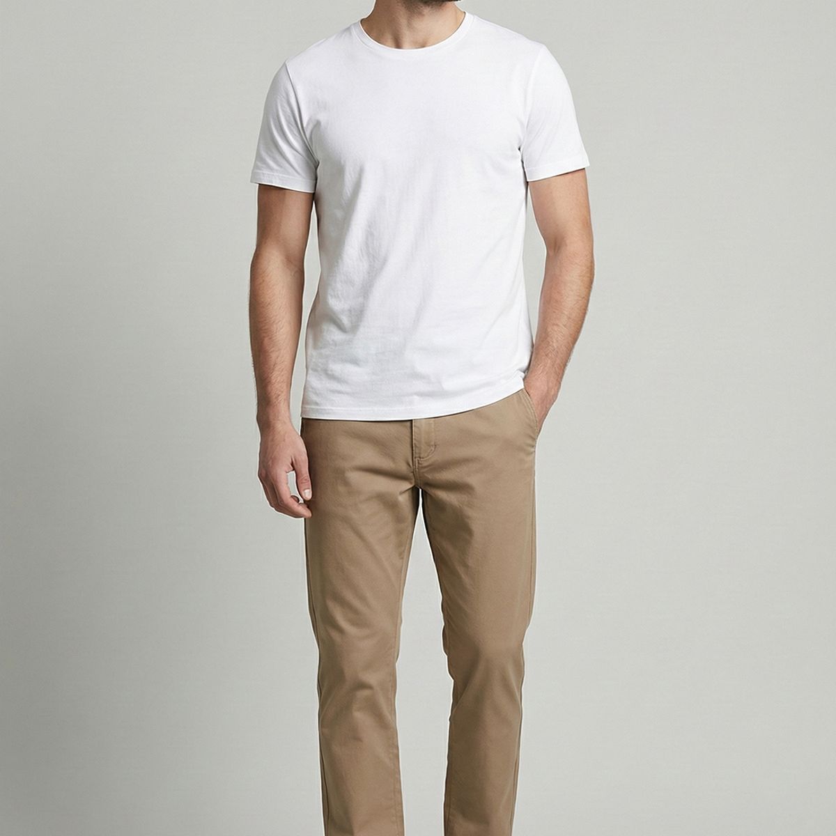 FEROUCH - Pantalón Twill Slim /33 Khaki Ferouch