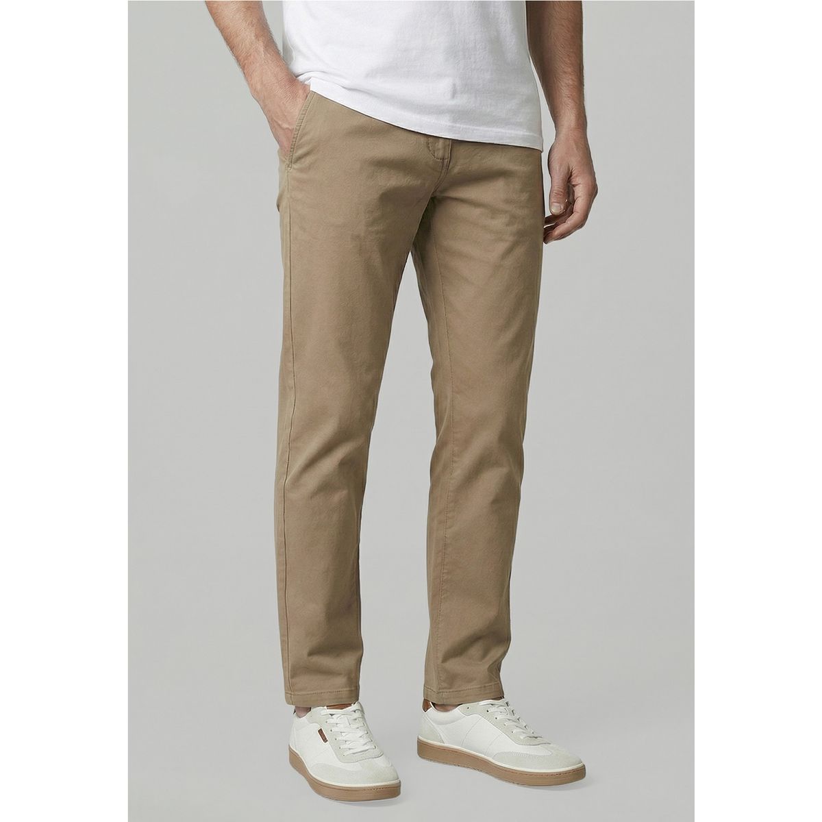 FEROUCH - Pantalón Twill Slim /33 Khaki Ferouch