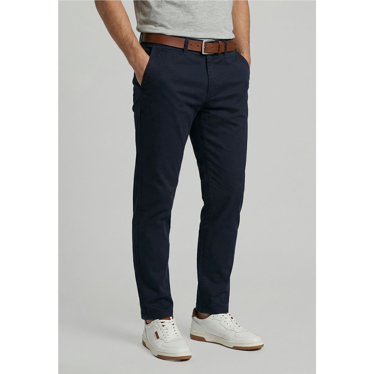 FEROUCH - Pantalón Twill Slim /31 Navy Ferouch