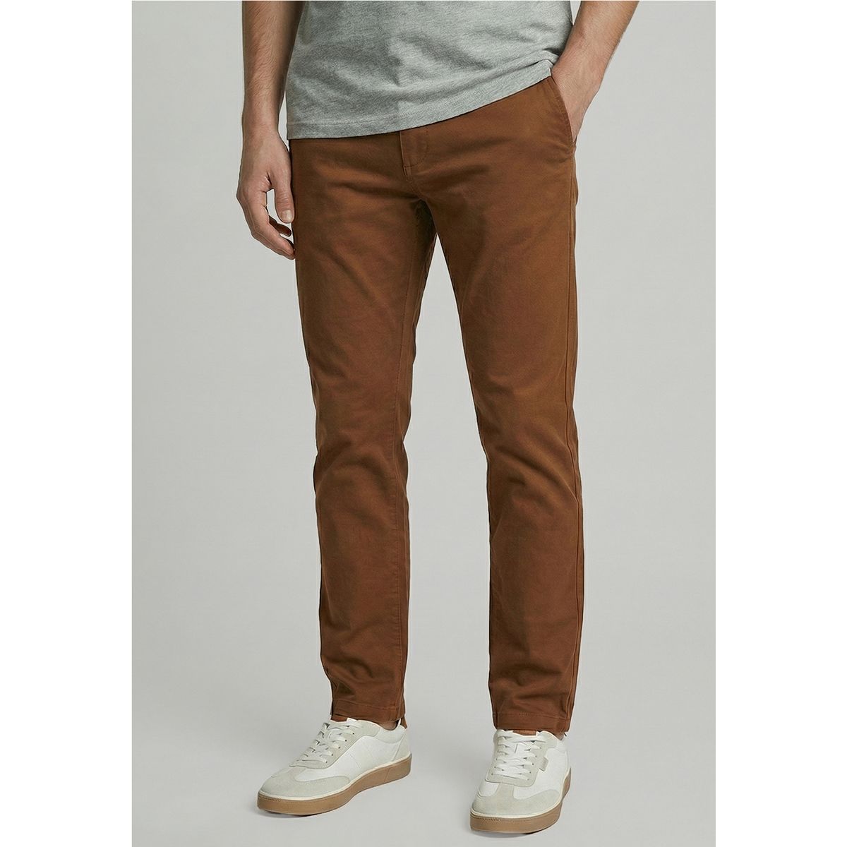 FEROUCH - Pantalón Twill Without Pleats L/33 Lt  Camel Ferouch