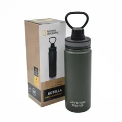 NATIONAL GEOGRAPHIC - Botella Metálica Térmica Insulada 600ml Verde Nat Geo
