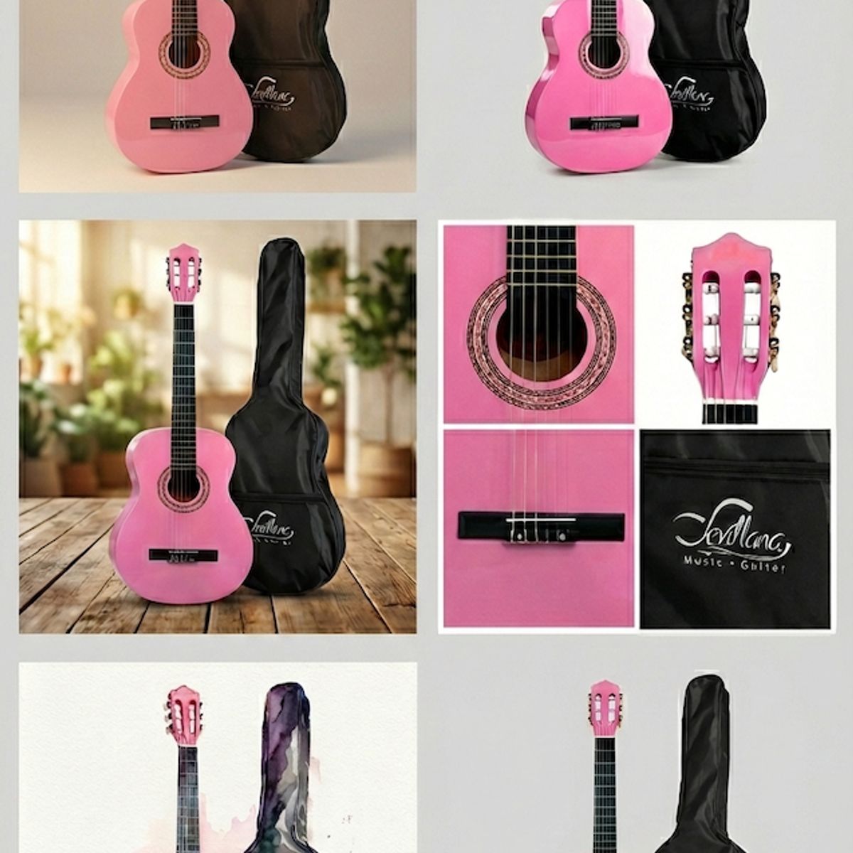 SEVILLANA - Guitarra Clásica Sevillana 8455 Infantil 30” Rosa + Funda Protectora