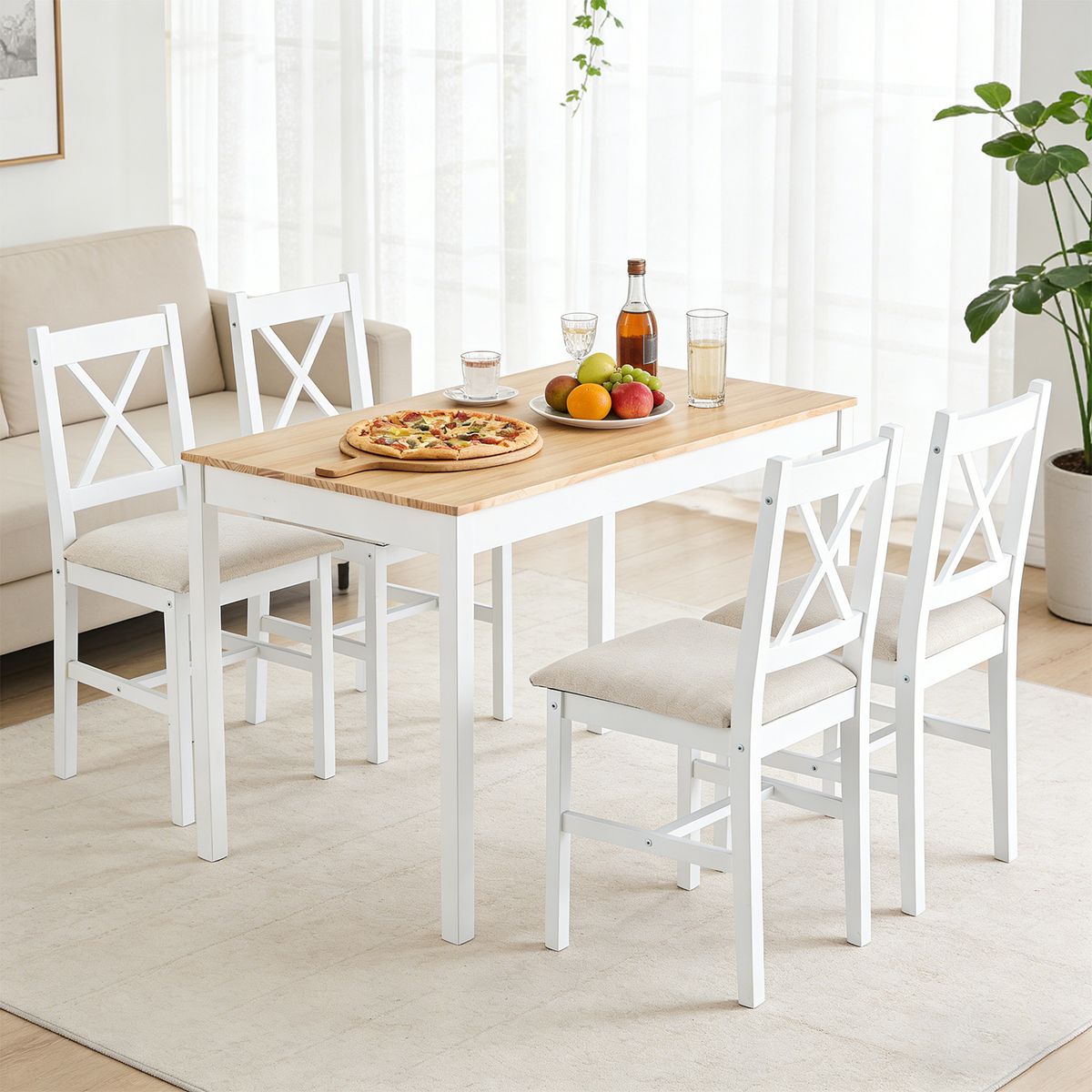 ELEMENT DESIGN - Juego de Comedor 4 Sillas Mesa Rectangular Moderno 108x73x56cm