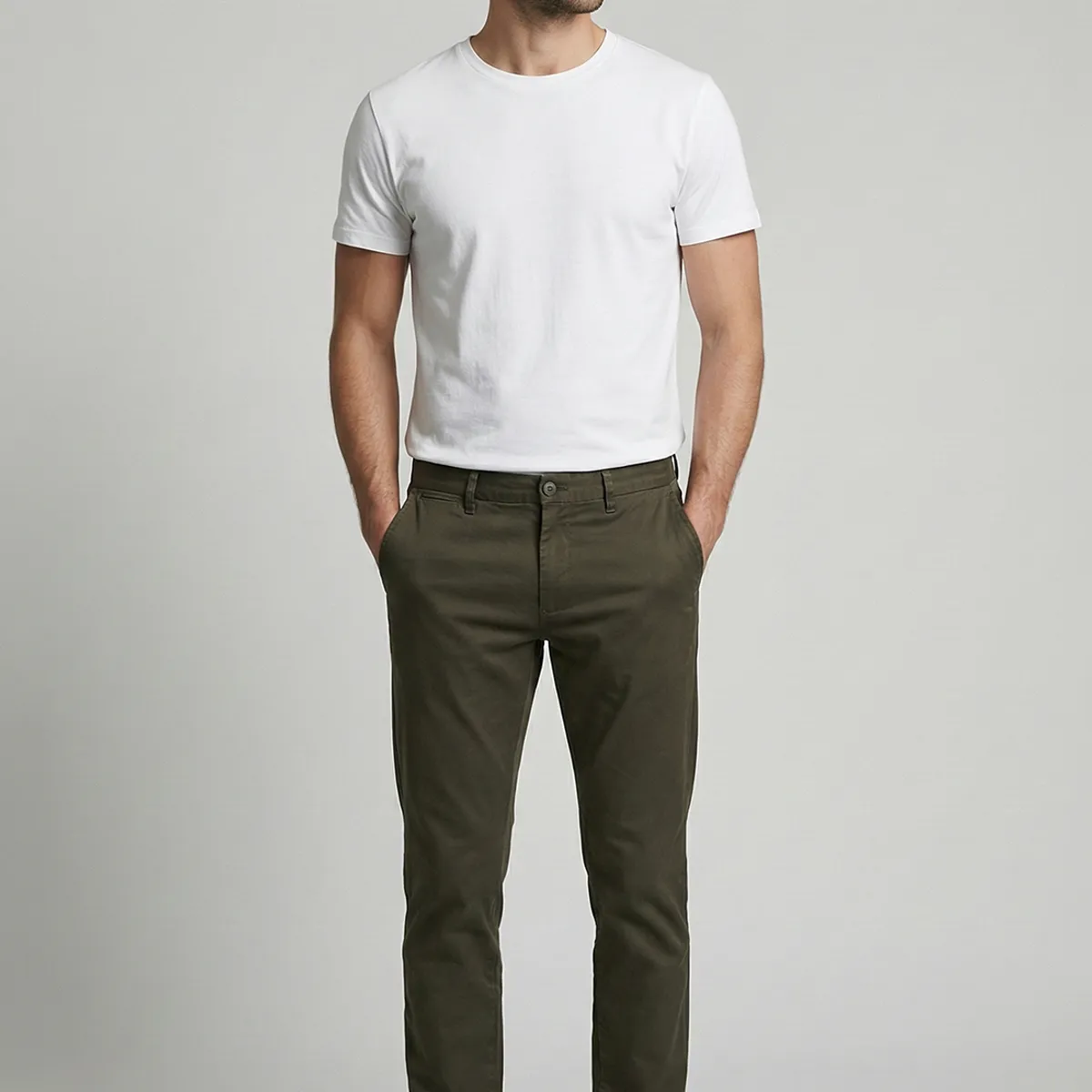 FEROUCH - Pantalón Twill Without Pleats L/33 Military Ferouch