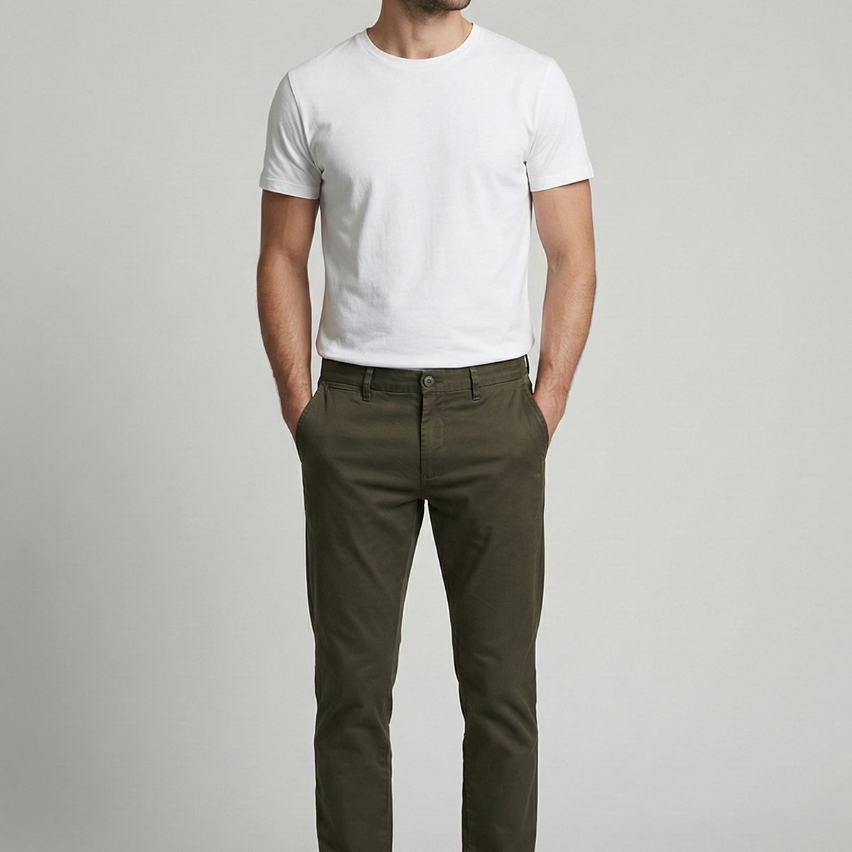 FEROUCH - Pantalón Twill Without Pleats L/33 Military Ferouch