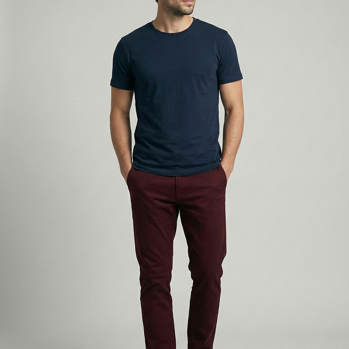 FEROUCH - Pantalón Twill Slim /33 Wine Ferouch