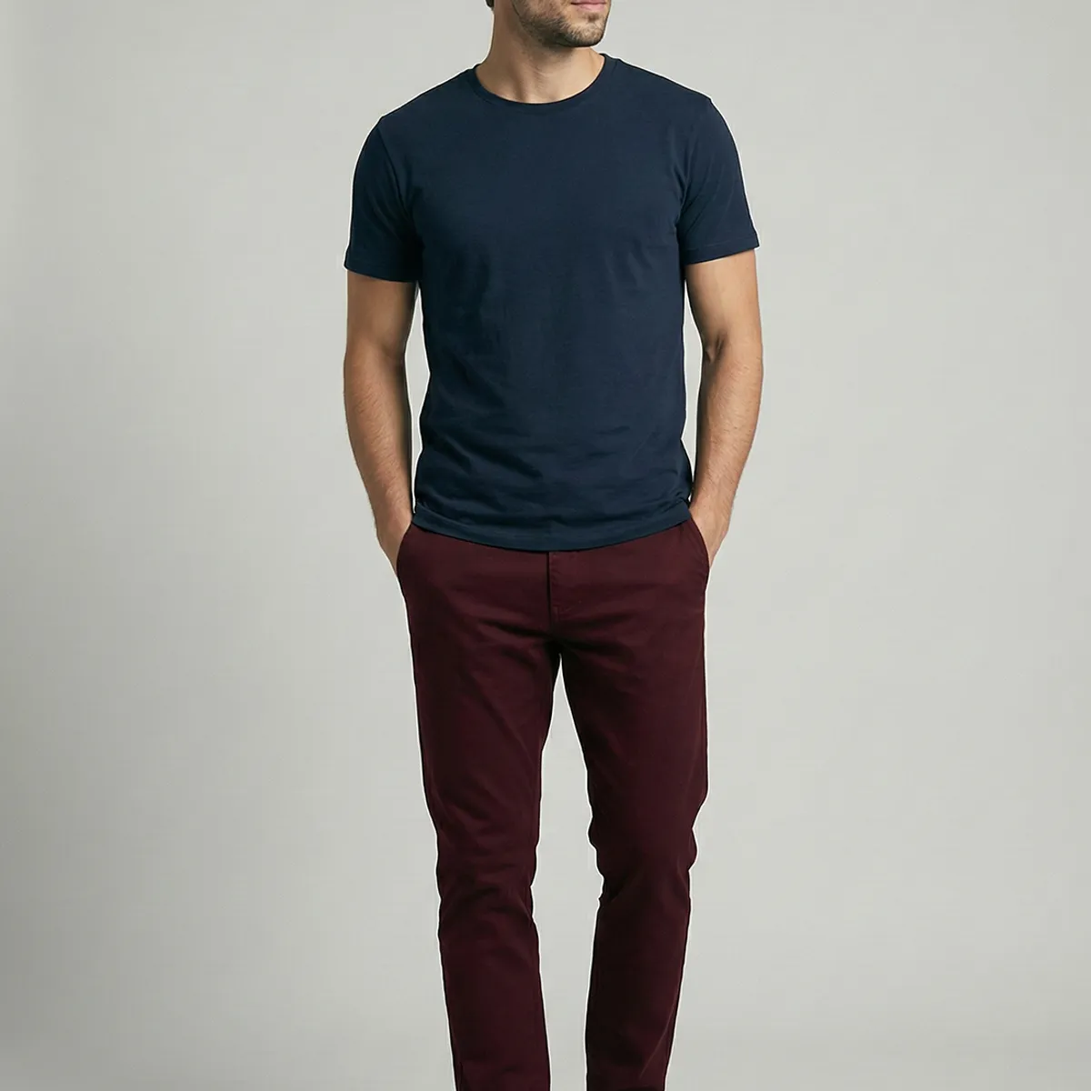 FEROUCH - Pantalón Twill Slim /33 Wine Ferouch
