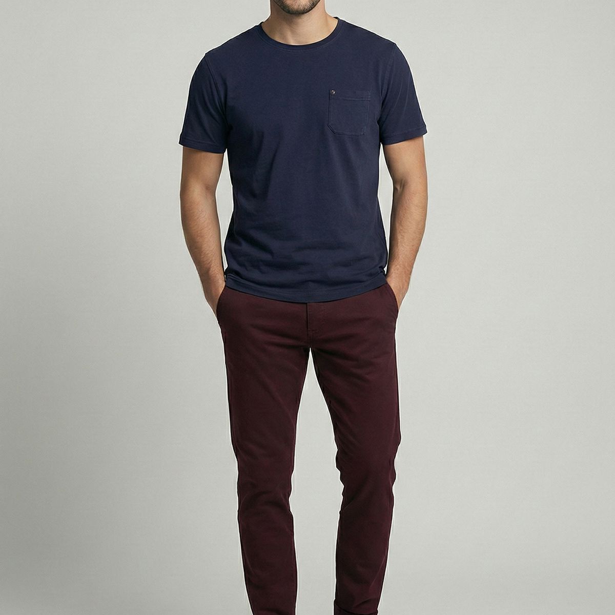 FEROUCH - Pantalón Twill Slim /31 Wine Ferouch