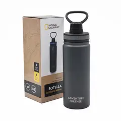 NATIONAL GEOGRAPHIC - Botella Metálica Térmica Insulada 600ml Gris Nat Geo