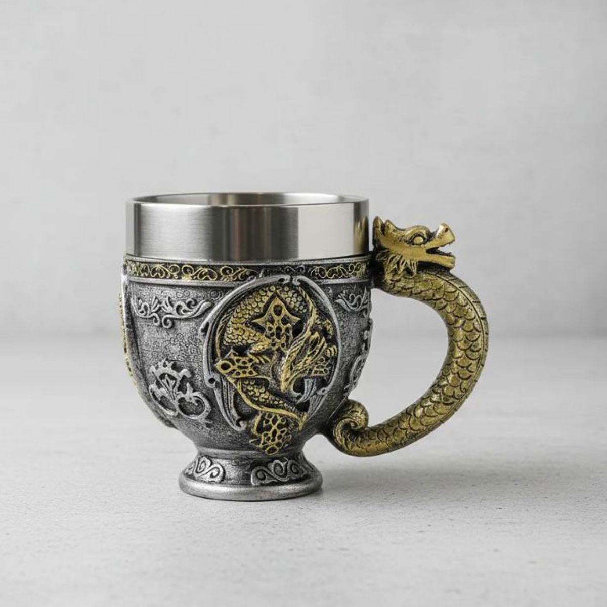 GENERICO - Taza De Acero Estilo Medieval Vanguiardista con Dragón