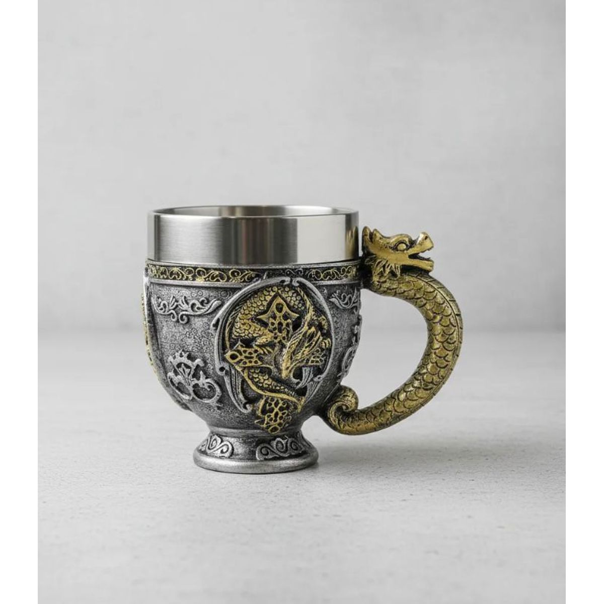 GENERICO - Taza De Acero Estilo Medieval Vanguiardista con Dragón