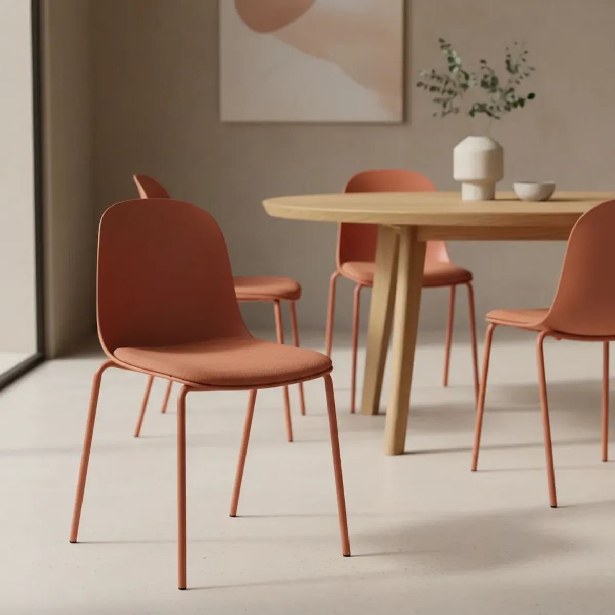 PLOS - Pack 4 Silla Comedor Cocina Lucca Terracota Plos