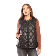 WADOS - PARKA SIN MANGA CUERO ECOLOGICO CON CIERRE EN DELANTERO Y EN BOLSILLOS