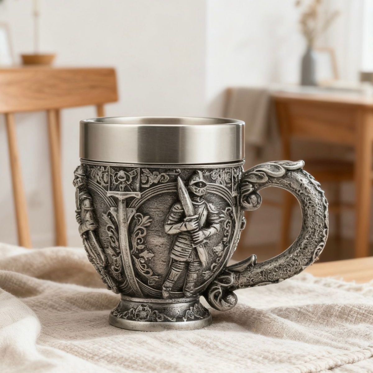 GENERICO - Taza De Acero Estilo Medieval Vanguiardista con Caballero