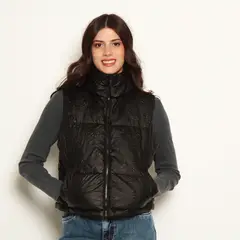 WADOS - PARKA PUFFER SIN MANGA CON CIERRE EN DELANTERO Y CINTURA AJUSTABLE