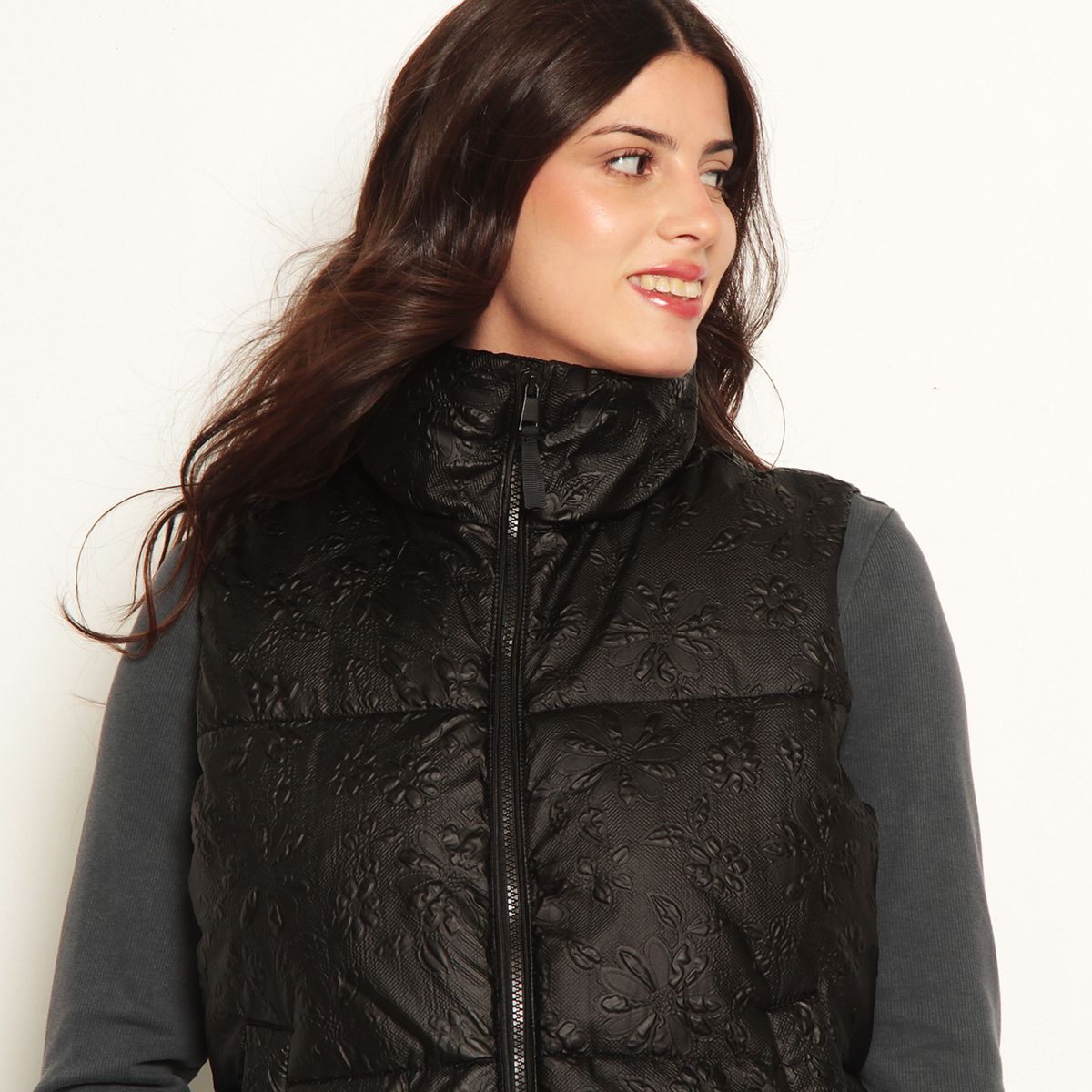 WADOS - PARKA PUFFER SIN MANGA CON CIERRE EN DELANTERO Y CINTURA AJUSTABLE