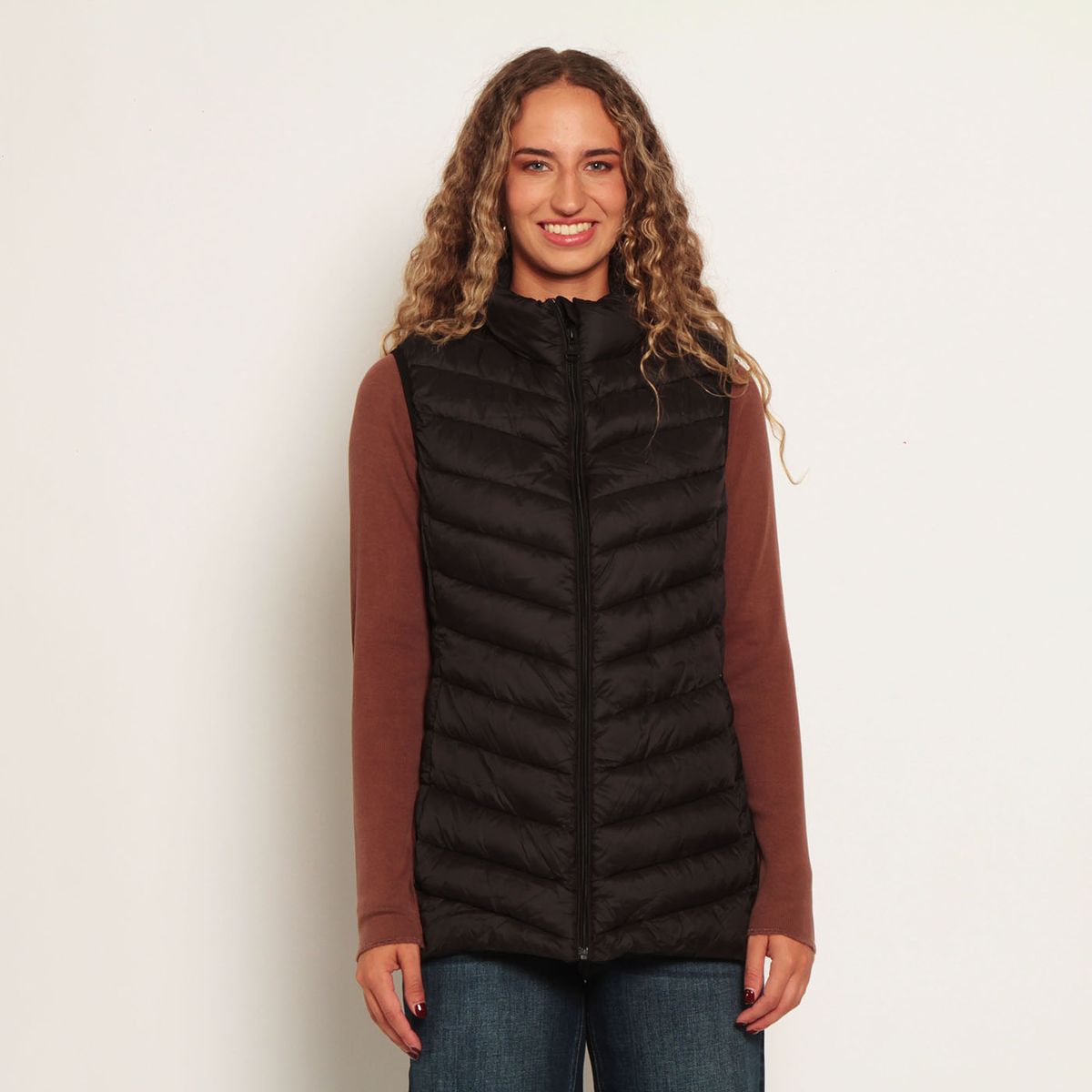 WADOS - PARKA SIN MANGA SOLIDA CON CIERRE EN EL DELANTERO Y BOLSILLOS