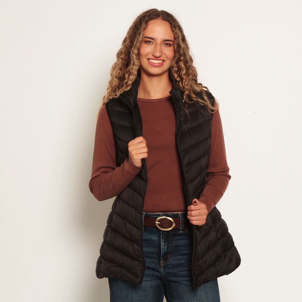 WADOS - PARKA SIN MANGA SOLIDA CON CIERRE EN EL DELANTERO Y BOLSILLOS