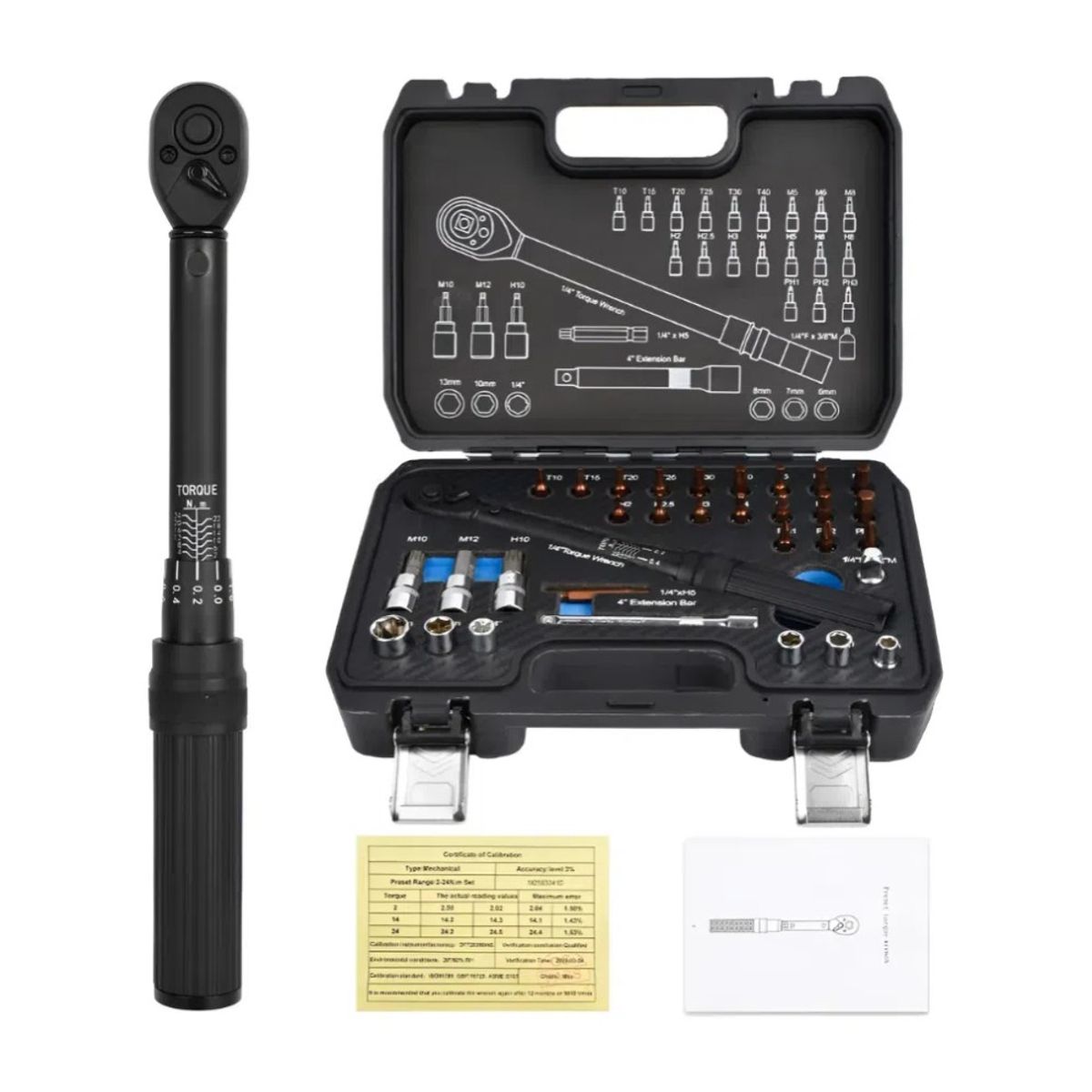 CEGRU - Llave De Torque Profesional 14 2-24nm 33piezas Negro