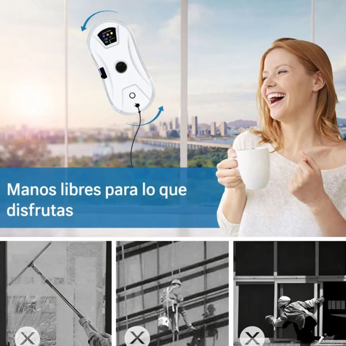 MOVI - ROBOT LIMPIAVIDRIOS CON MOPA DOBLE GIRATORIA Y CONTROL REMOTO