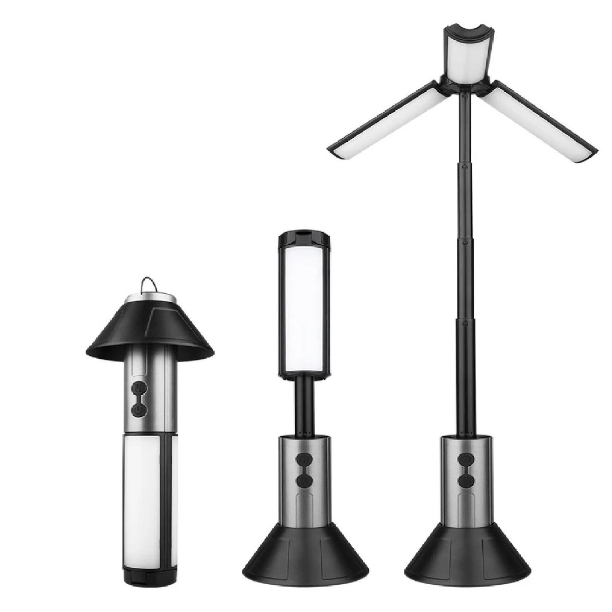 GENERICO - Linterna Led De Camping 3 Aspas Zoom 270° Recargable