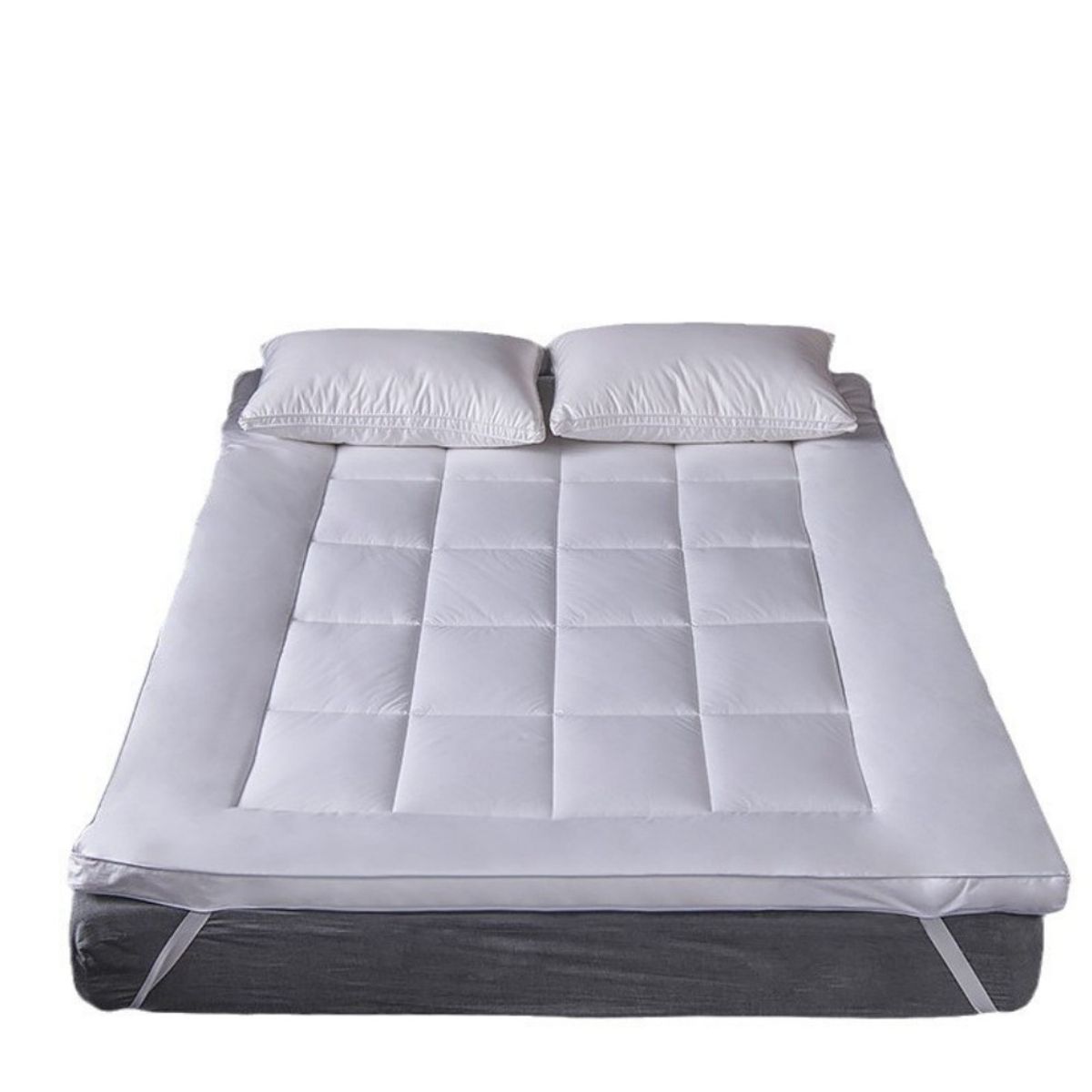 RIOVEO - Cubrecolchón Topper Ultra Acolchado 1,5 Plaza Color Blanco