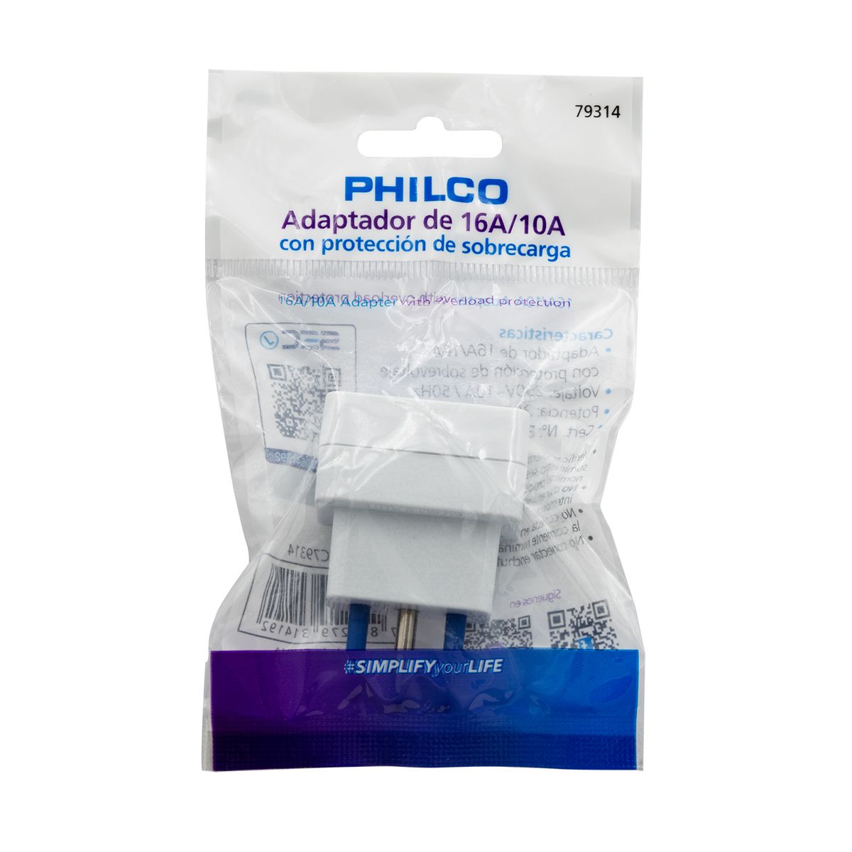 PHILCO - ADAPTADOR 16A - 10A 79314 BLANCO PHILCO