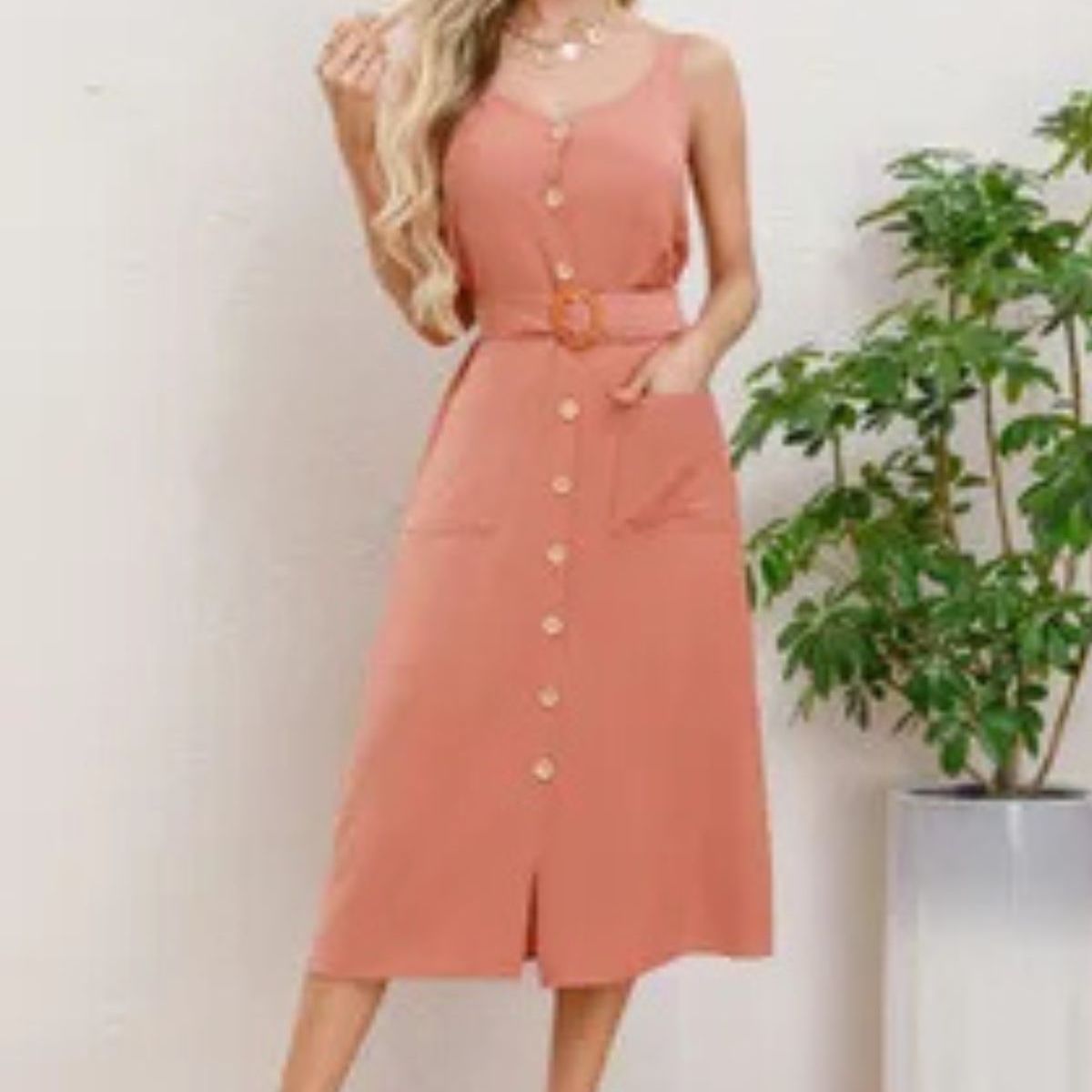 LOOK SHOP - Vestido Mujer Largo, Botones Con Cinturón. Excelente Calidad 3337