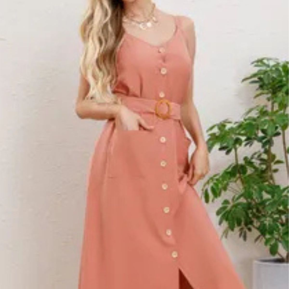 LOOK SHOP - Vestido Mujer Largo, Botones Con Cinturón. Excelente Calidad 3337