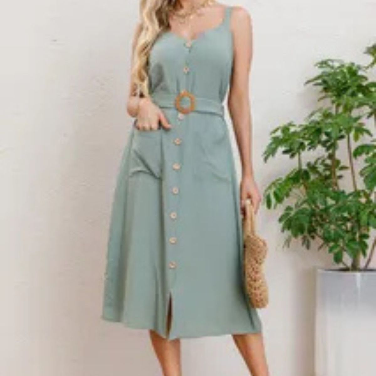 LOOK SHOP - Vestido Mujer Largo, Botones Con Cinturón. Excelente Calidad 3337
