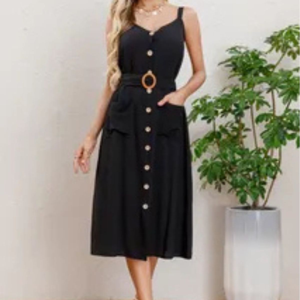 LOOK SHOP - Vestido Mujer Largo, Botones Con Cinturón. Excelente Calidad 3337