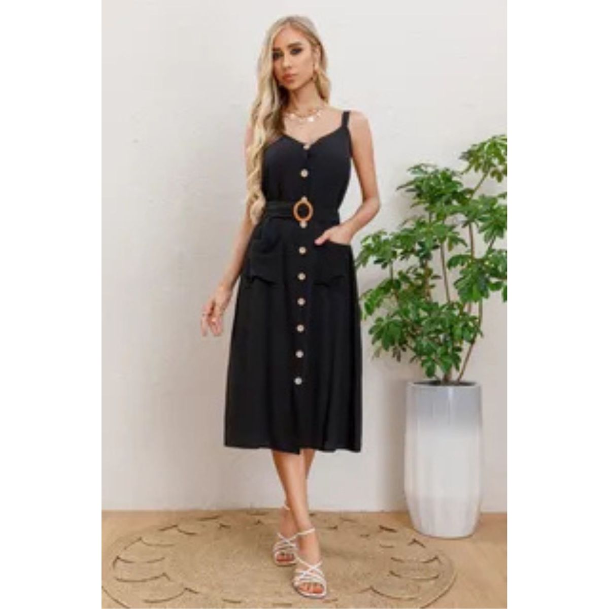 LOOK SHOP - Vestido Mujer Largo, Botones Con Cinturón. Excelente Calidad 3337