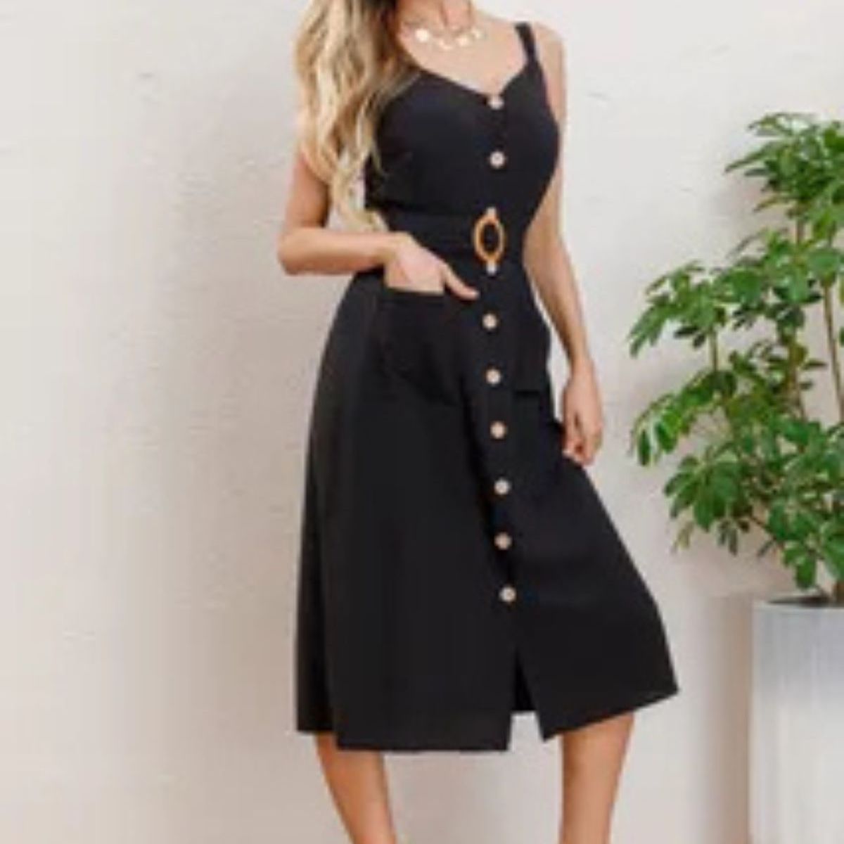 LOOK SHOP - Vestido Mujer Largo, Botones Con Cinturón. Excelente Calidad 3337