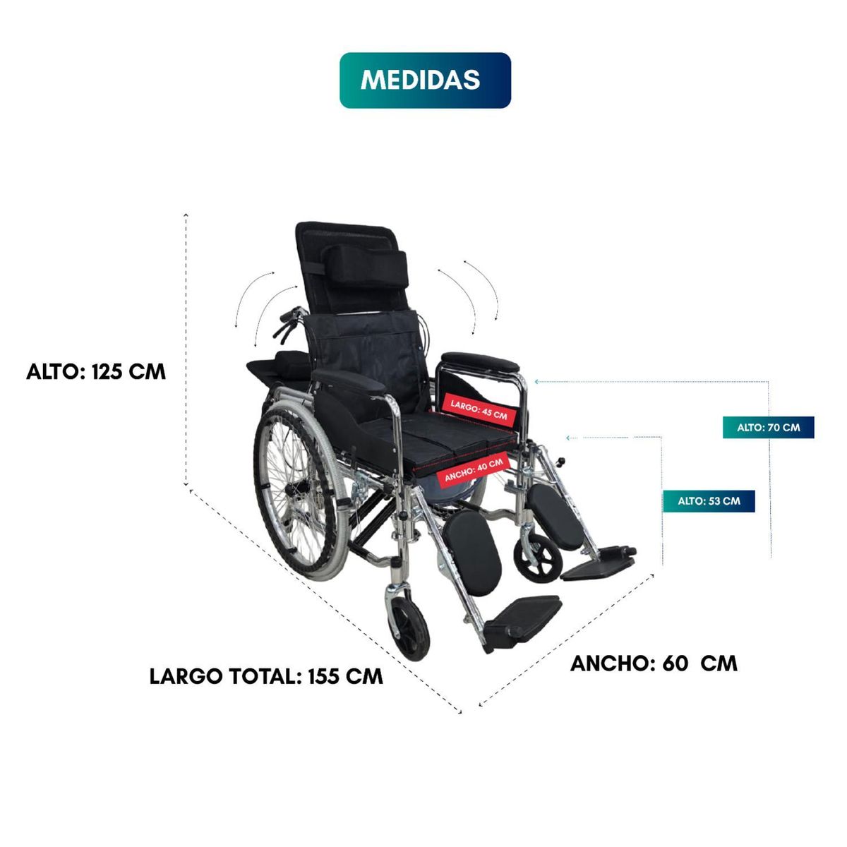 GLOMED - Silla de Ruedas Neurológica Asiento WC Premium