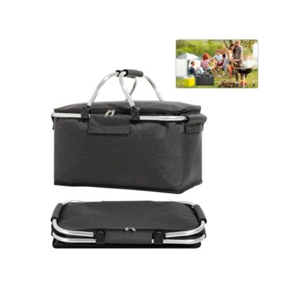 Imagen 2 del producto Bolso Termico Plegable Rojo Cooler Canasta Picnic Color Gris Oscuro