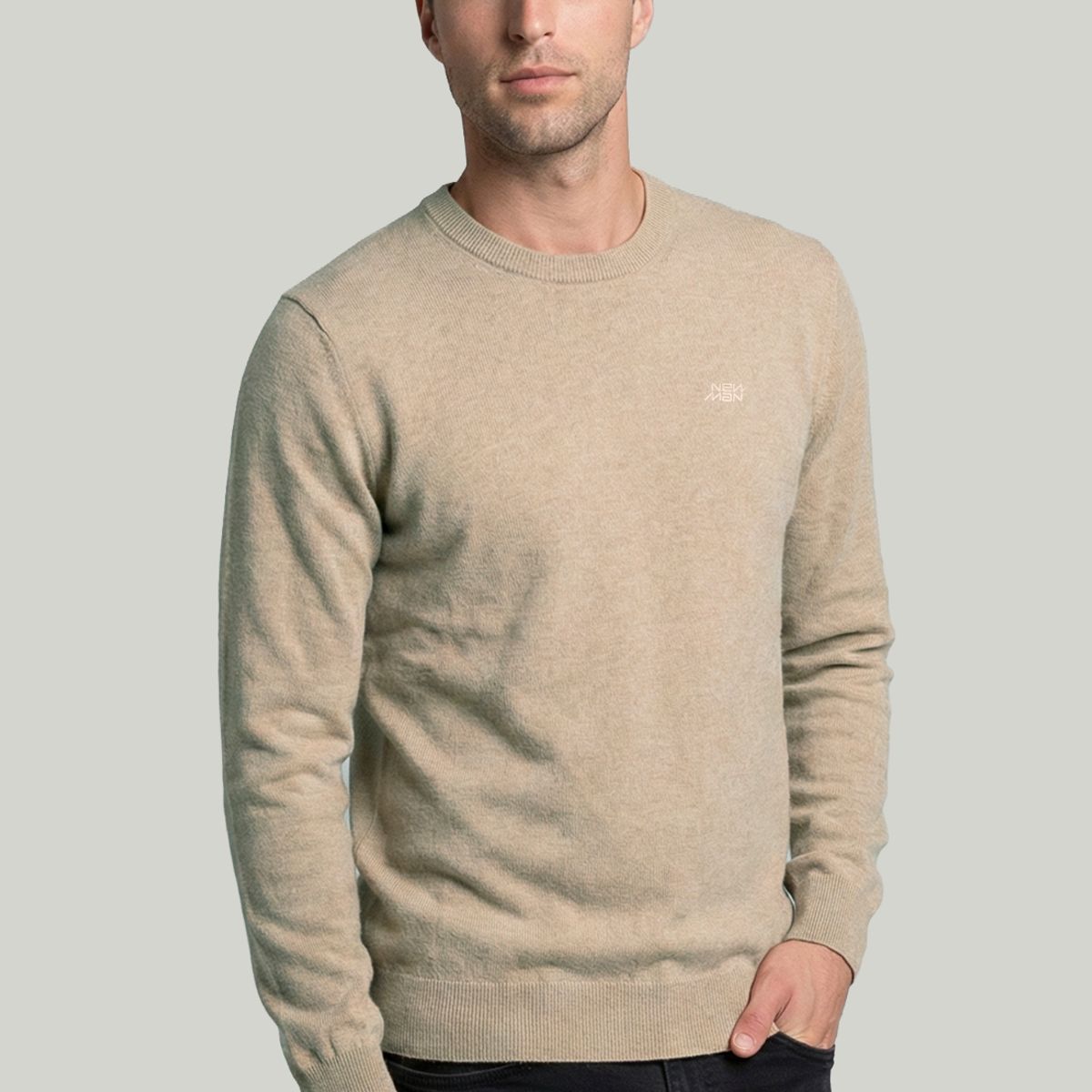 NEW MAN - Sweater Madrid Camel Melange New Man