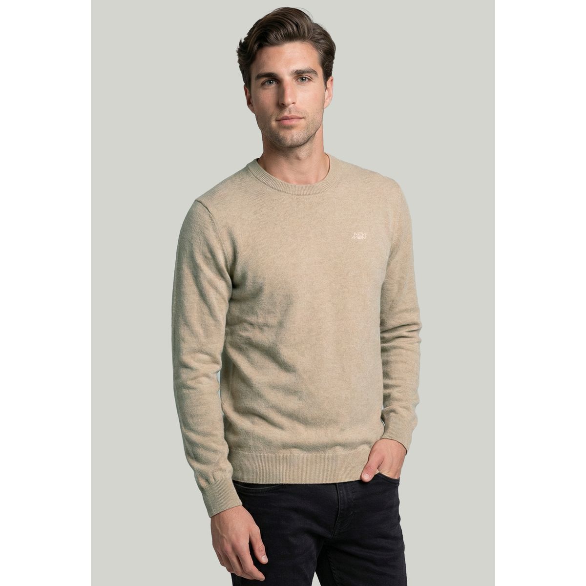 NEW MAN - Sweater Madrid Camel Melange New Man