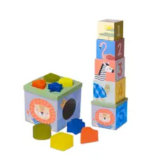 TAF TOYS - Cubo de Encaje y Formas - Savannah -