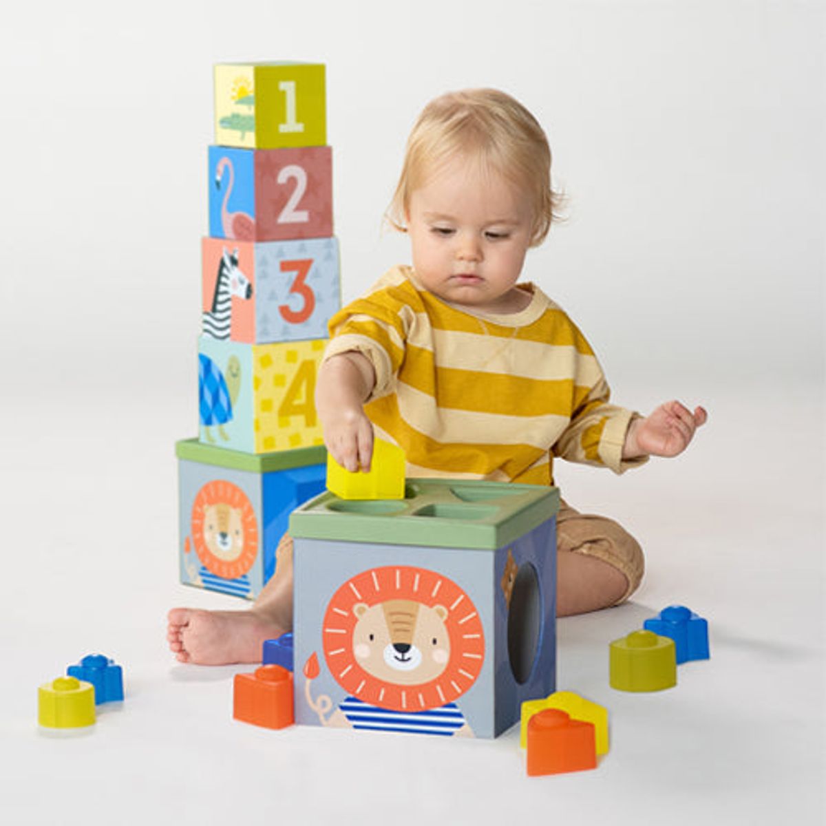 TAF TOYS - Cubo de Encaje y Formas - Savannah - Taf Toys