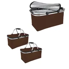 GENERICO - Bolso Termico Plegable Rojo Cooler Canasta Picnic Color Marron