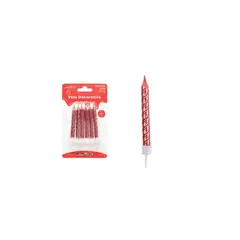 GENERICO - Vela espiral rojo metálico 9cm 6pcs