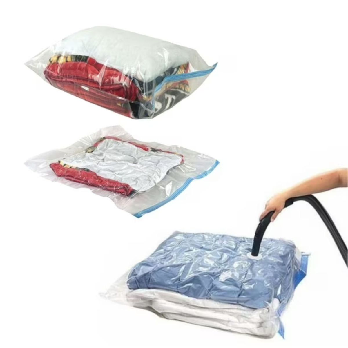 MOVI - Pack de 6 Bolsas Guardar Ropa al Vacio-Transparente 60x80 cms