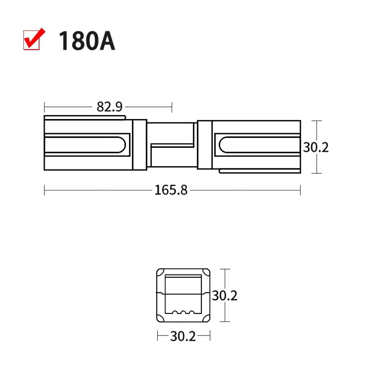 SMH - Conector Tipo Anderson 180A Unipolar Rojo Negro Par