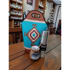 GENERICO - Set Mate Bolso Matero +Termo 500ml+Mate Ceramica 120ml + Bomilla # 3
