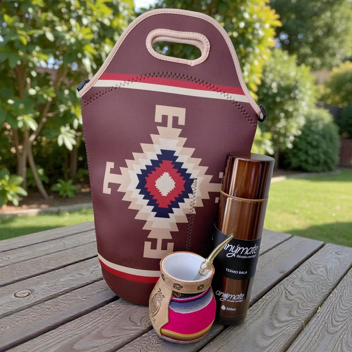 GENERICO - Set Mate Bolso Matero +Termo 500ml+Mate Ceramica 120ml + Bomilla  # 4