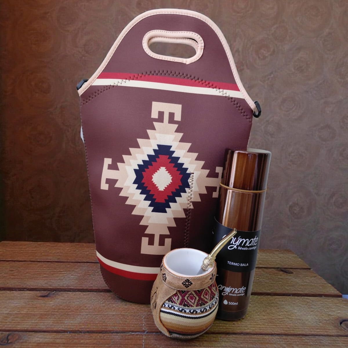 GENERICO - Set Mate Bolso Matero +Termo 500ml+Mate Ceramica 120ml + Bomilla  # 4