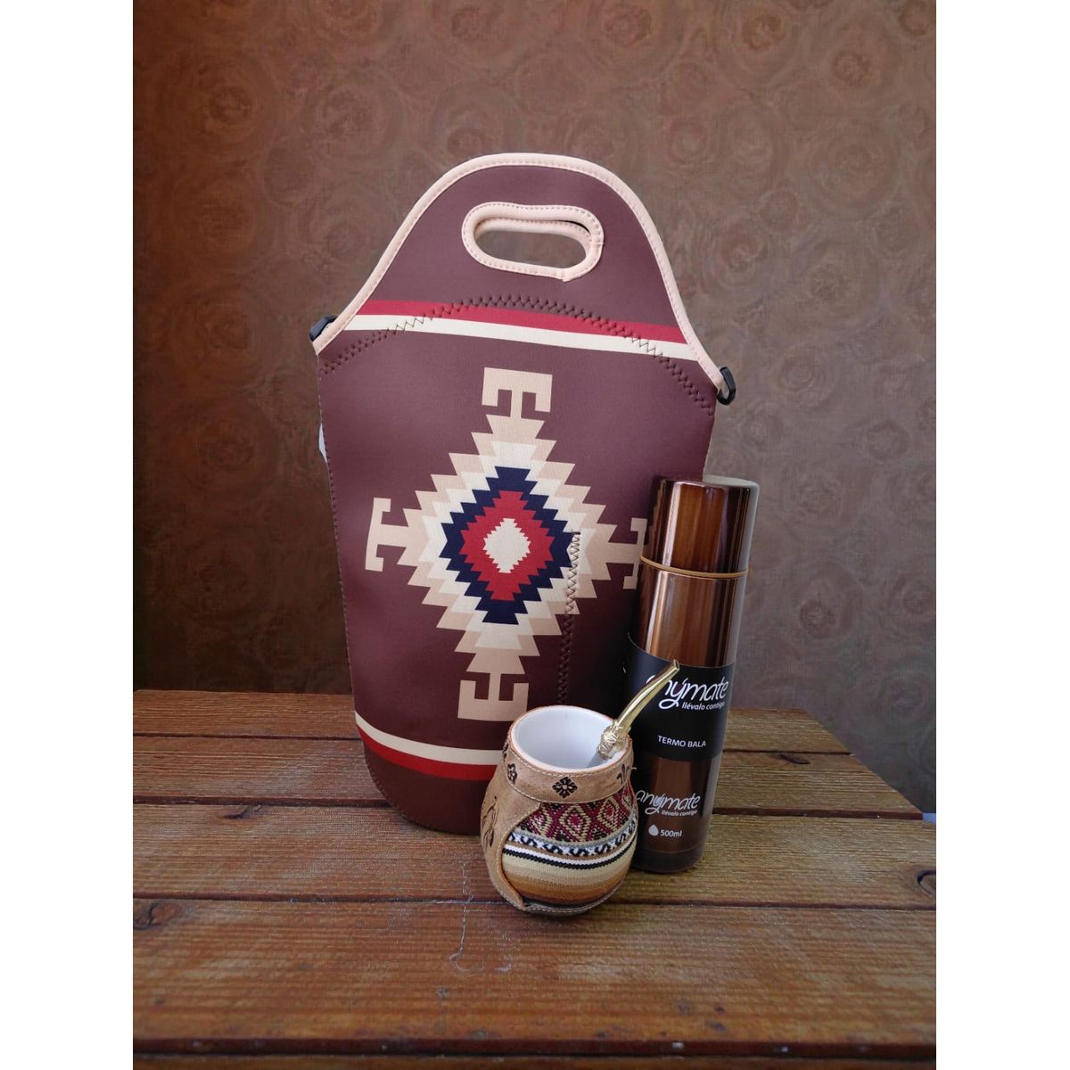 GENERICO - Set Mate Bolso Matero +Termo 500ml+Mate Ceramica 120ml + Bomilla  # 4