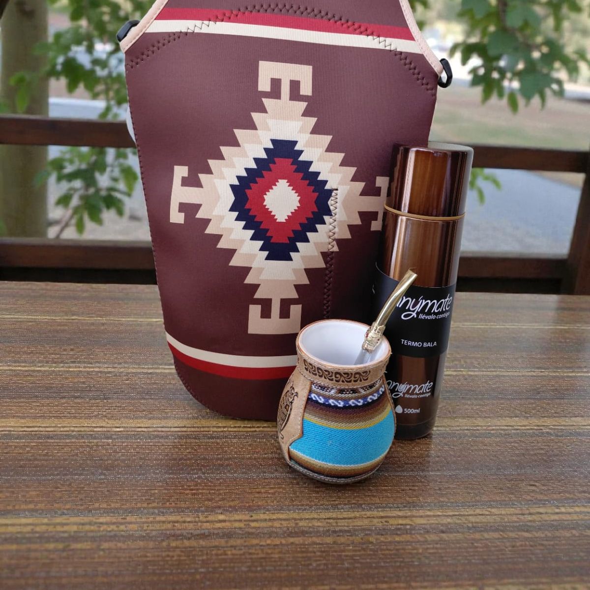 GENERICO - Set Mate Bolso Matero +Termo 500ml+Mate Ceramica 120ml + Bomilla  # 4