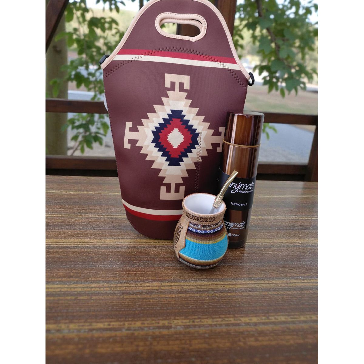 GENERICO - Set Mate Bolso Matero +Termo 500ml+Mate Ceramica 120ml + Bomilla  # 4