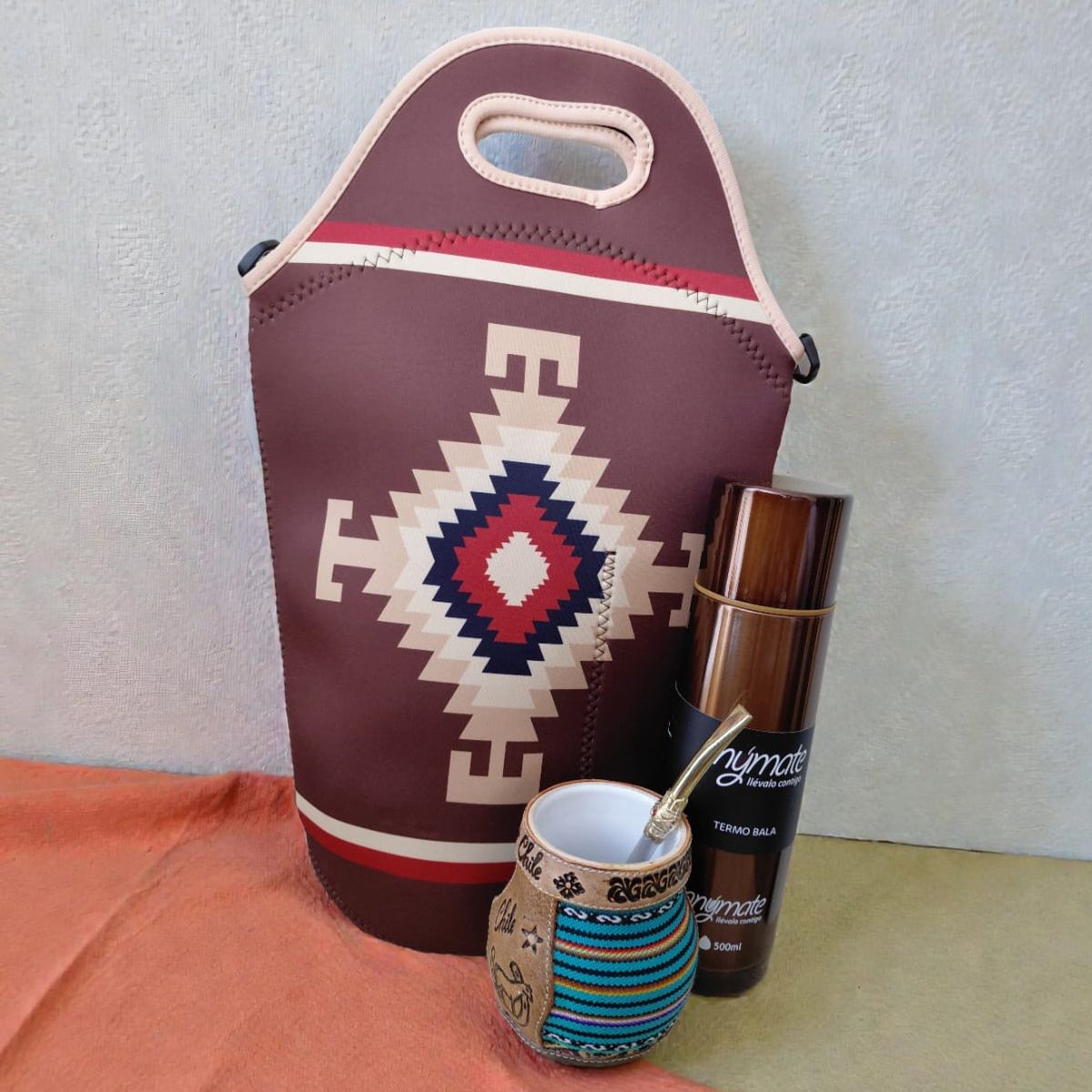 GENERICO - Set Mate Bolso Matero +Termo 500ml+Mate Ceramica 120ml + Bomilla  # 4